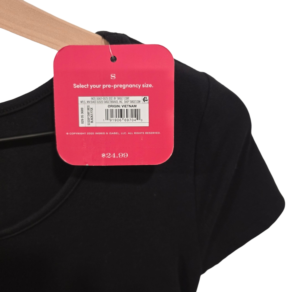Isabel Maternity, Women's Short Sleeve T Shirt Maternity Dress, Black Small, NWT - Picture 4 of 9